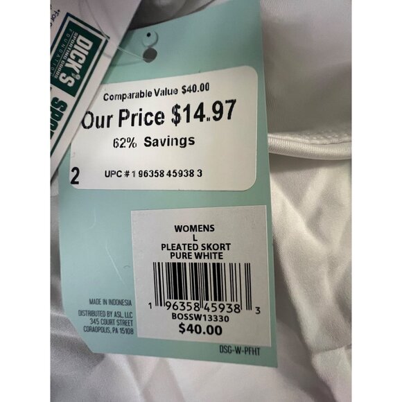 DSG Performance Mid-Rise‎ Skort With Built-In Shorts White L - Picture 7 of 9